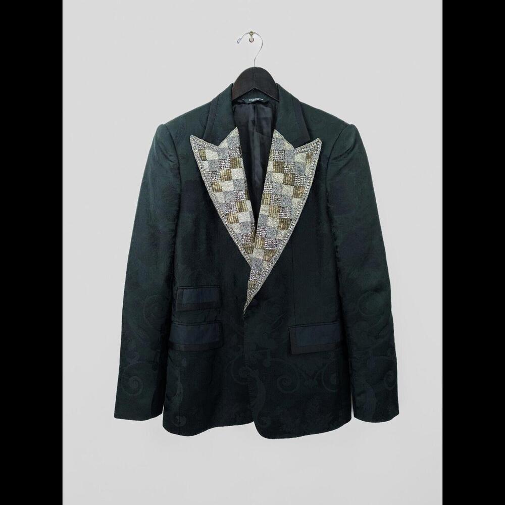 DOLCE & GABBANA Mens Sz IT 48 US M Crystal Embellished Tuxedo Jacket Embroidered